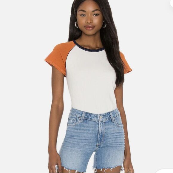 FREE PEOPLE WE THE FREE BLOCK IT BABY TEE White Size Large - Picture 6 of 8